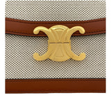 セリーヌ CELINE クラシックトリオンフバッグ 191242 ナチュラル タン GD金具 テキスタイル/カーフ レディース ショルダーバッグ