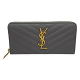 サンローラン SAINT LAURENT ロングウォレット 358094 グレー GD金具 グレインレザー レディース 長財布