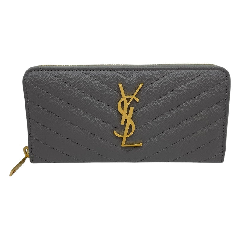 サンローラン SAINT LAURENT ロングウォレット 358094 グレー GD金具 グレインレザー レディース 長財布