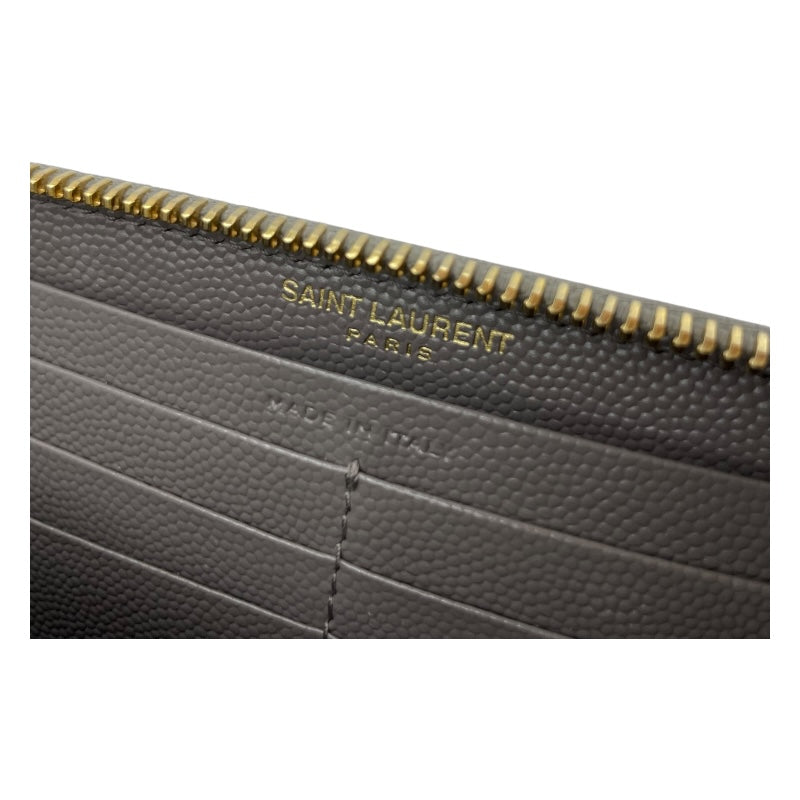 サンローラン SAINT LAURENT ロングウォレット 358094 グレー GD金具 グレインレザー レディース 長財布