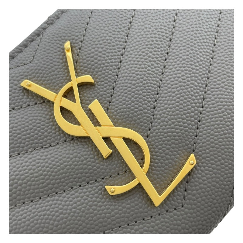 サンローラン SAINT LAURENT ロングウォレット 358094 グレー GD金具 グレインレザー レディース 長財布