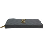 サンローラン SAINT LAURENT ロングウォレット 358094 グレー GD金具 グレインレザー レディース 長財布