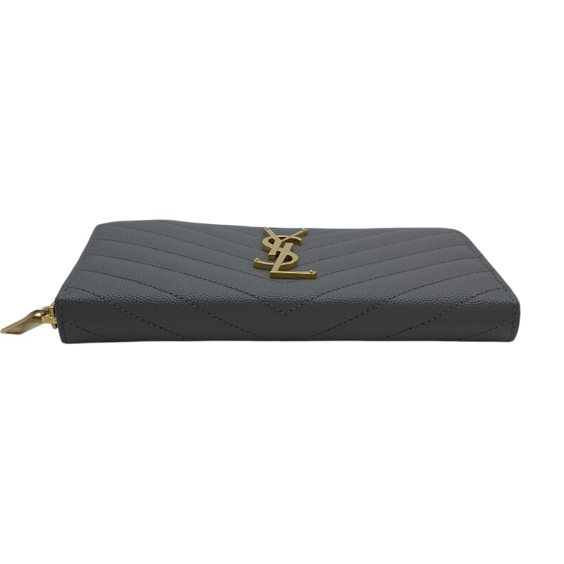 サンローラン SAINT LAURENT ロングウォレット 358094 グレー GD金具 グレインレザー レディース 長財布