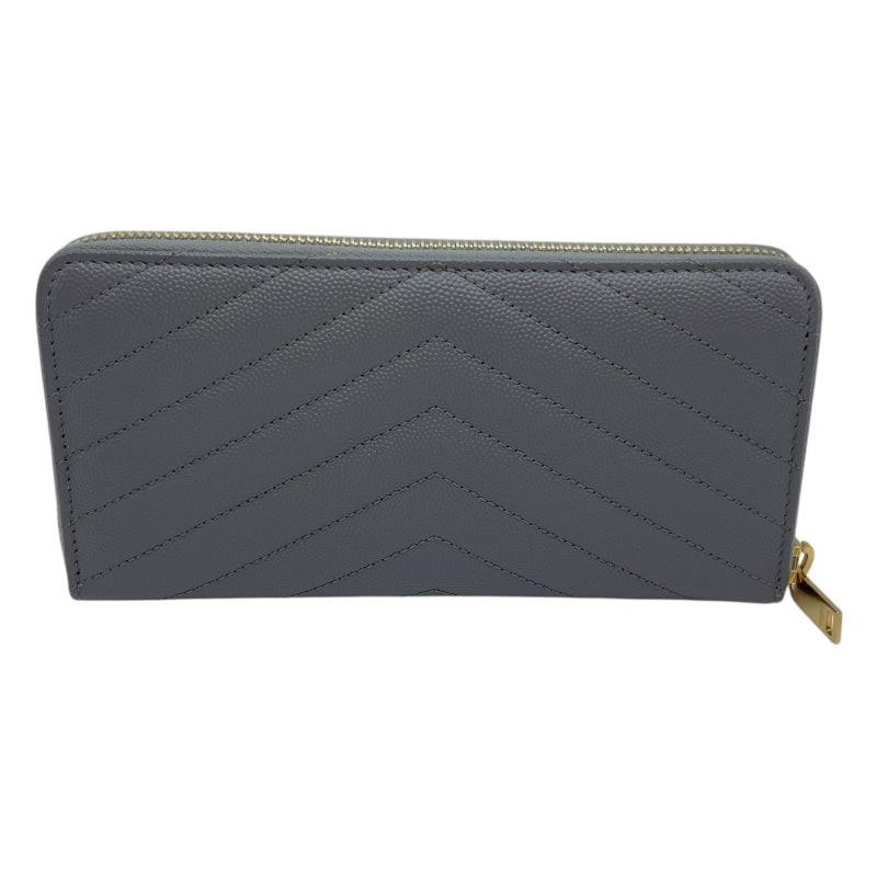 サンローラン SAINT LAURENT ロングウォレット 358094 グレー GD金具 グレインレザー レディース 長財布