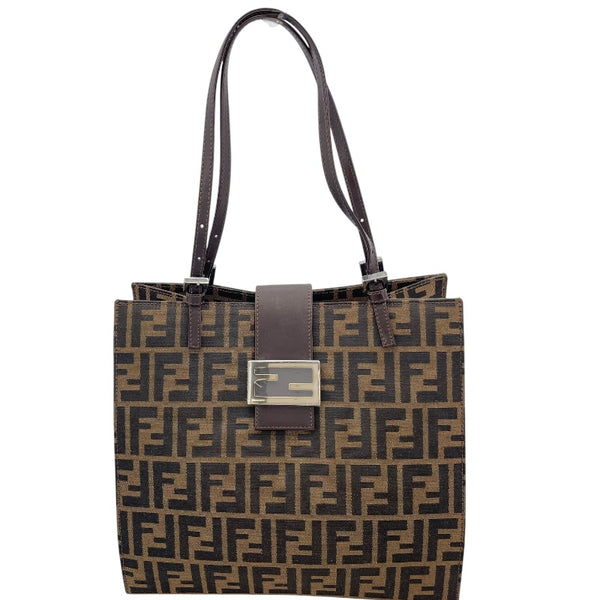 フェンディ FENDI ズッカ ハンドバッグ ブラウン キャンバス・レザー レディース ハンドバッグ