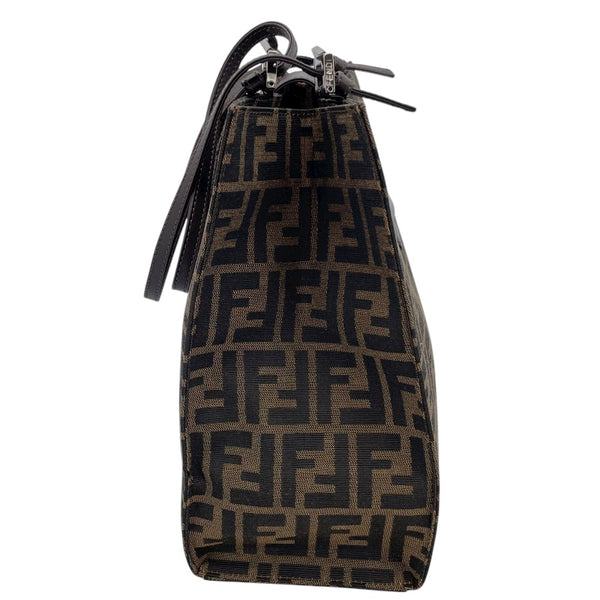 フェンディ FENDI ズッカ ハンドバッグ ブラウン キャンバス・レザー レディース ハンドバッグ