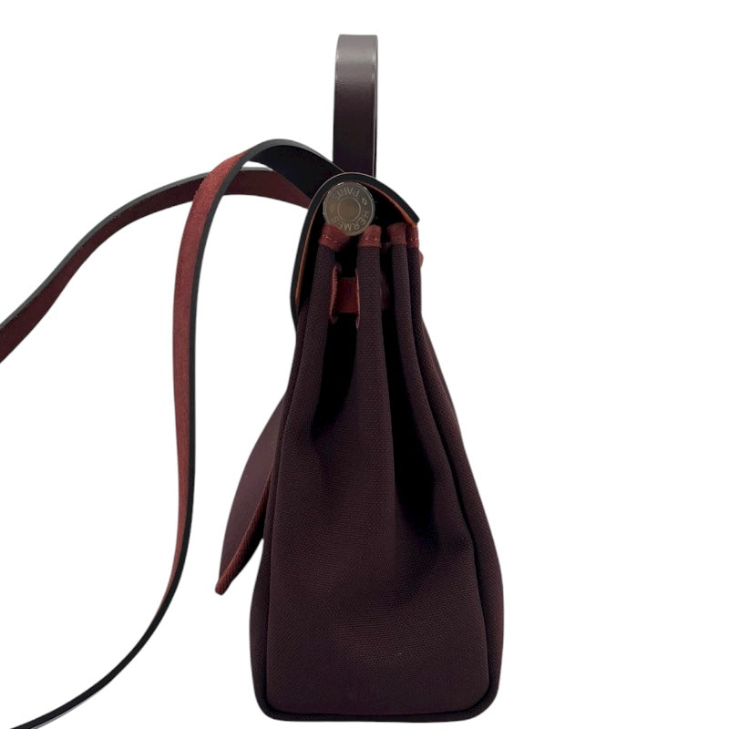 エルメス HERMES エールバックジップPM Y刻 ルージュアッシュ/ボルドー SV金具 トワル/ヴァッシュハンター レディース ハンドバッグ