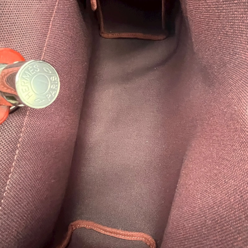 エルメス HERMES エールバックジップPM Y刻 ルージュアッシュ/ボルドー SV金具 トワル/ヴァッシュハンター レディース ハンドバッグ