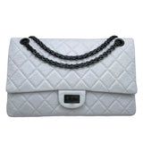 シャネル CHANEL 2.55 ラージ A37587 12番台 ホワイト BK金具 カーフ レディース ショルダーバッグ