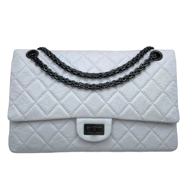 シャネル CHANEL 2.55 ラージ A37587 12番台 ホワイト BK金具 カーフ レディース ショルダーバッグ
