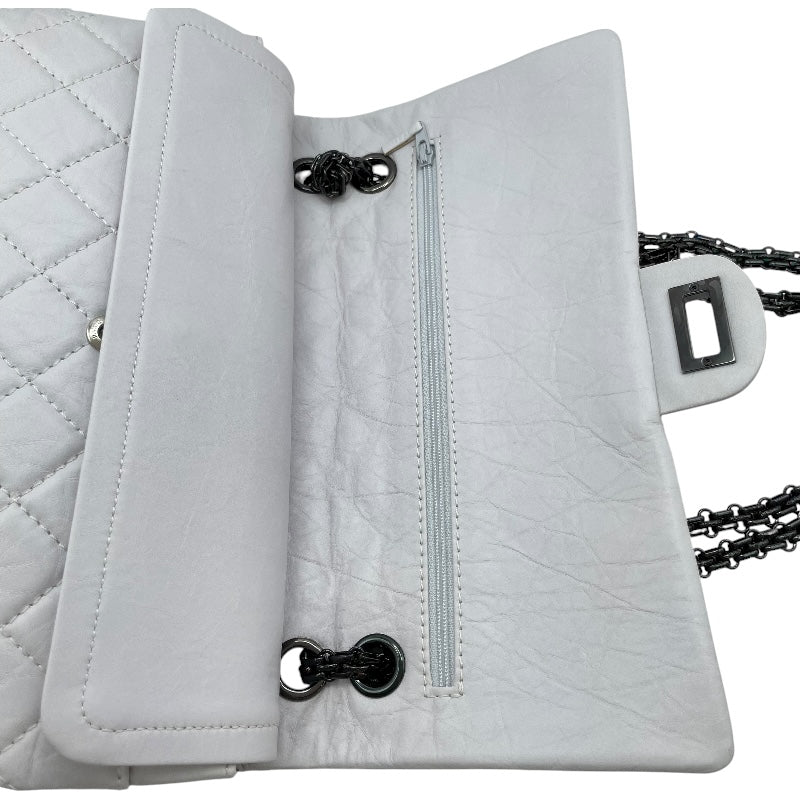 シャネル CHANEL 2.55 ラージ A37587 12番台 ホワイト BK金具 カーフ レディース ショルダーバッグ
