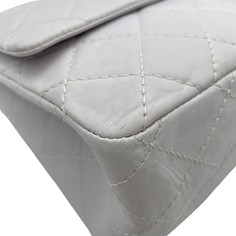 シャネル CHANEL 2.55 ラージ A37587 12番台 ホワイト BK金具 カーフ レディース ショルダーバッグ