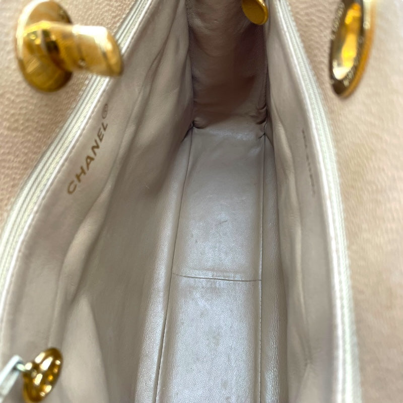 シャネル CHANEL マトラッセ トートバッグ ベージュ GD金具 キャビアスキン レディース ハンドバッグ