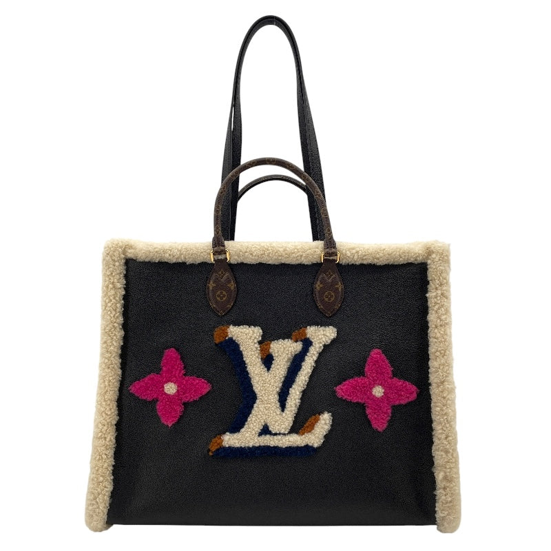 ルイ・ヴィトン LOUIS VUITTON オンザゴーGM M56958 ブラックxピンク モノグラム・テディ レディース トートバッグ