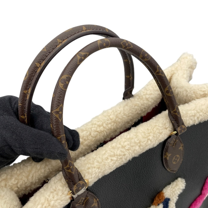 ルイ・ヴィトン LOUIS VUITTON オンザゴーGM M56958 ブラックxピンク モノグラム・テディ レディース トートバッグ