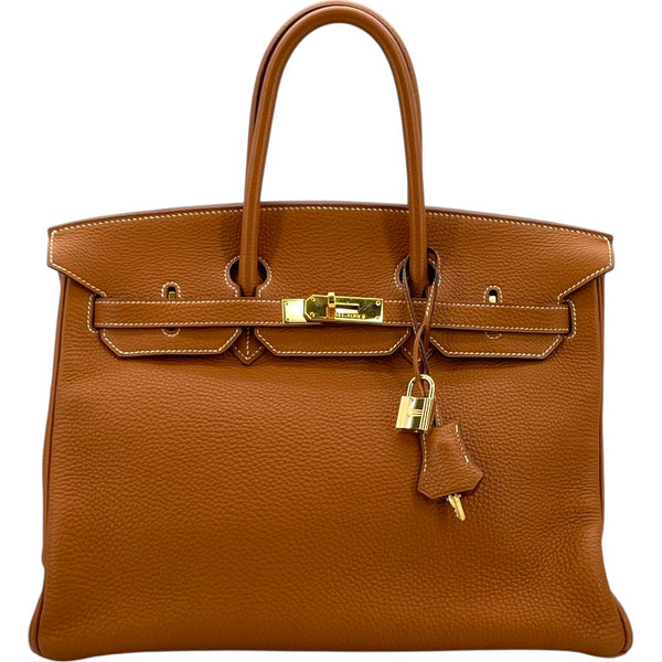 エルメス HERMES バーキン35 □H刻 ゴールド GD金具 トゴ レディース ハンドバッグ