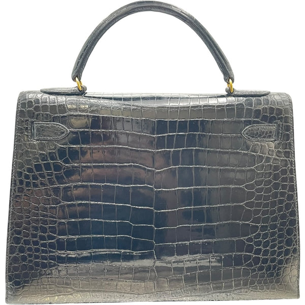 エルメス HERMES ケリー32 外縫い 〇N刻印 ブラック GD金具 ポロサス レディース ショルダーバッグ