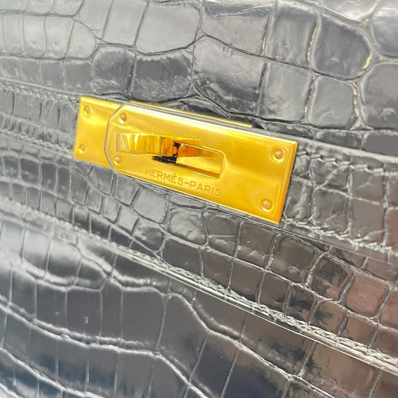 エルメス HERMES ケリー32 外縫い 〇N刻印 ブラック GD金具 ポロサス レディース ショルダーバッグ