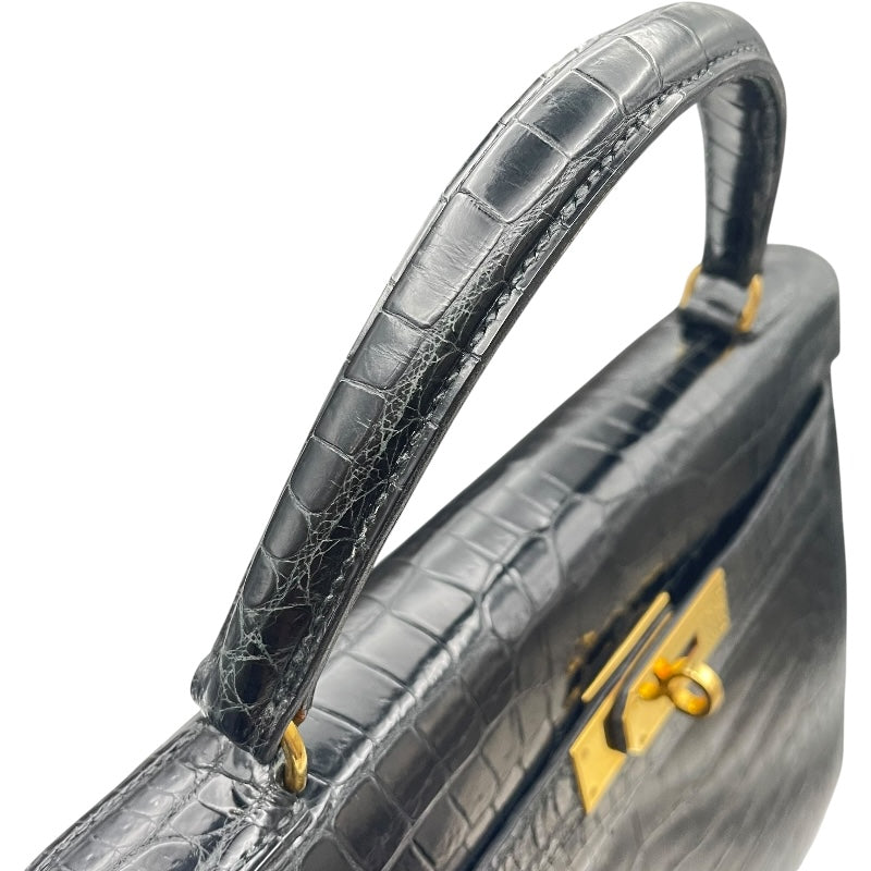 エルメス HERMES ケリー32 外縫い 〇N刻印 ブラック GD金具 ポロサス レディース ショルダーバッグ