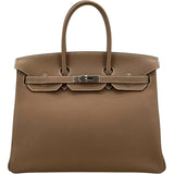 エルメス HERMES バーキン35 D刻 エトゥープ SV金具 トゴ レディース ハンドバッグ
