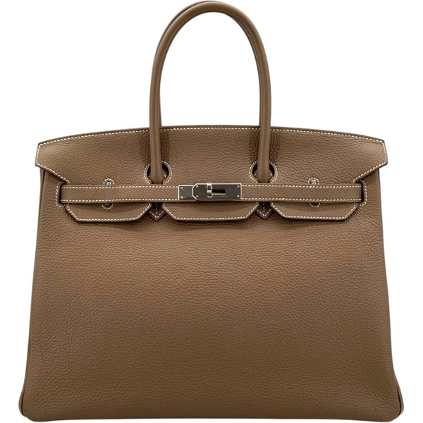 エルメス HERMES バーキン35 D刻 エトゥープ SV金具 トゴ レディース ハンドバッグ