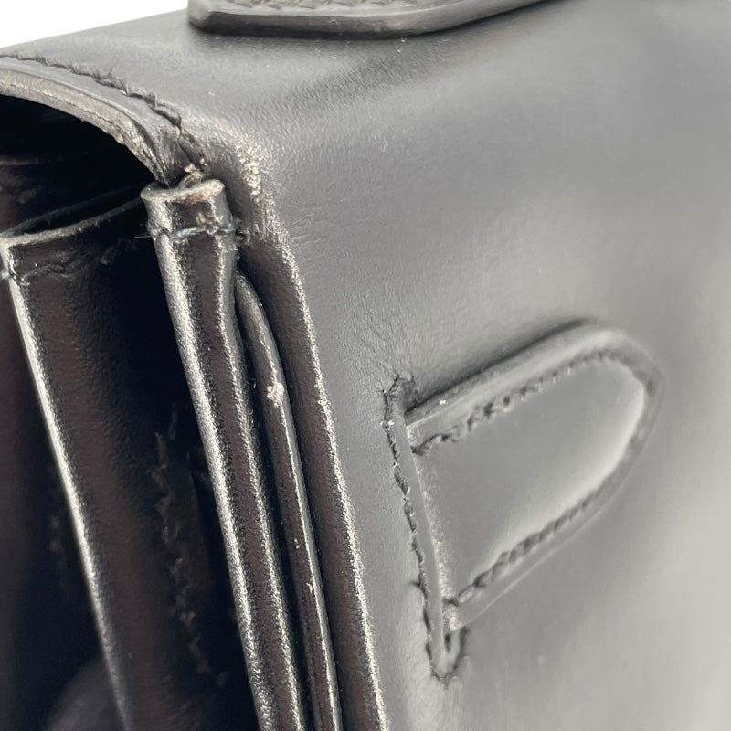 エルメス HERMES ケリー32 内縫い □A刻 ブラック GD金具 ボックスカーフ レディース ショルダーバッグ
