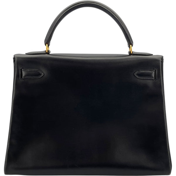 エルメス HERMES ケリー32 内縫い □A刻 ブラック GD金具 ボックスカーフ レディース ショルダーバッグ