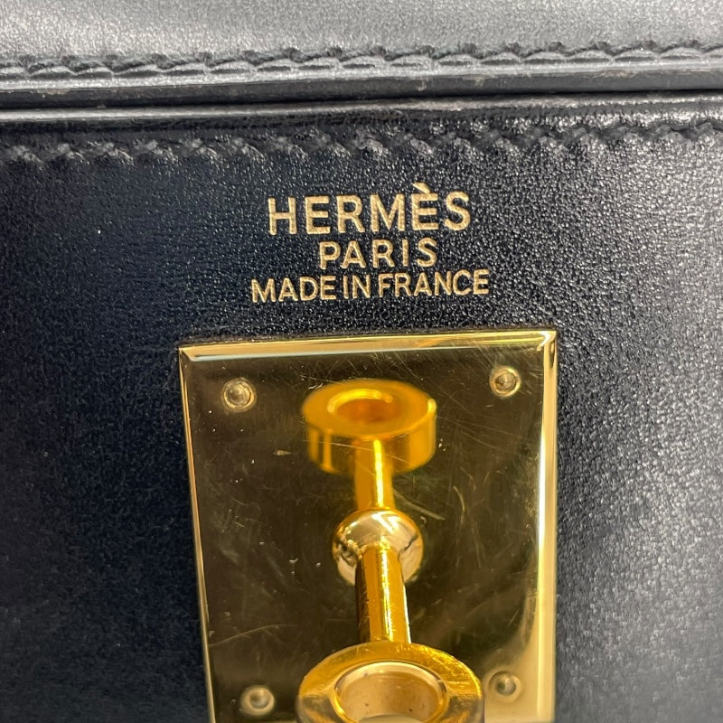 エルメス HERMES ケリー32 内縫い □A刻 ブラック GD金具 ボックスカーフ レディース ショルダーバッグ