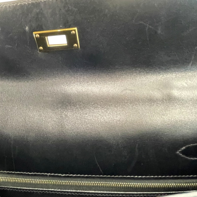 エルメス HERMES ケリー32 内縫い □A刻 ブラック GD金具 ボックスカーフ レディース ショルダーバッグ