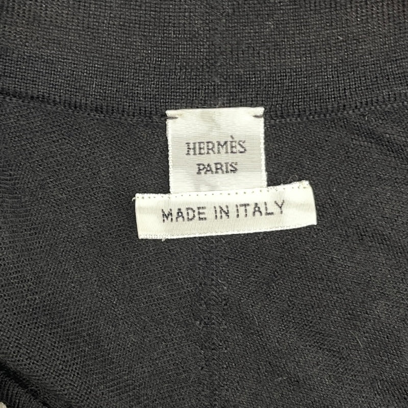 エルメス HERMES ツイルレーヌロングニットカカーディガン 3E2604D7 ブラック/アイボリー シルク/カシミヤ レディース ワンピース