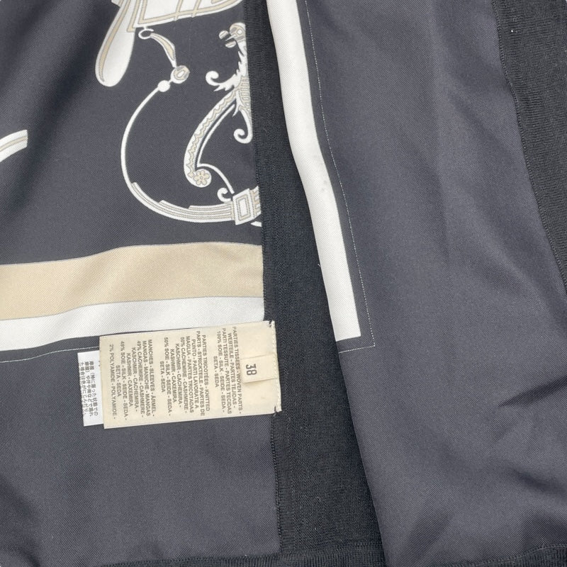 エルメス HERMES ツイルレーヌロングニットカカーディガン 3E2604D7 ブラック/アイボリー シルク/カシミヤ レディース ワンピース