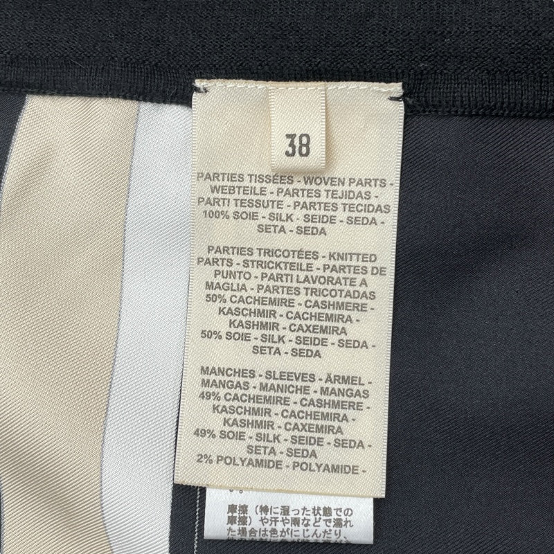 エルメス HERMES ツイルレーヌロングニットカカーディガン 3E2604D7 ブラック/アイボリー シルク/カシミヤ レディース ワンピース