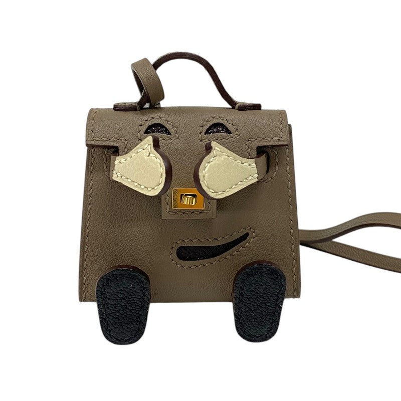 エルメス HERMES ケリードールチャーム U刻 エトゥープ×ナタ×ブラック ゴールド金具 タデラクト ユニセックス バッグチャーム