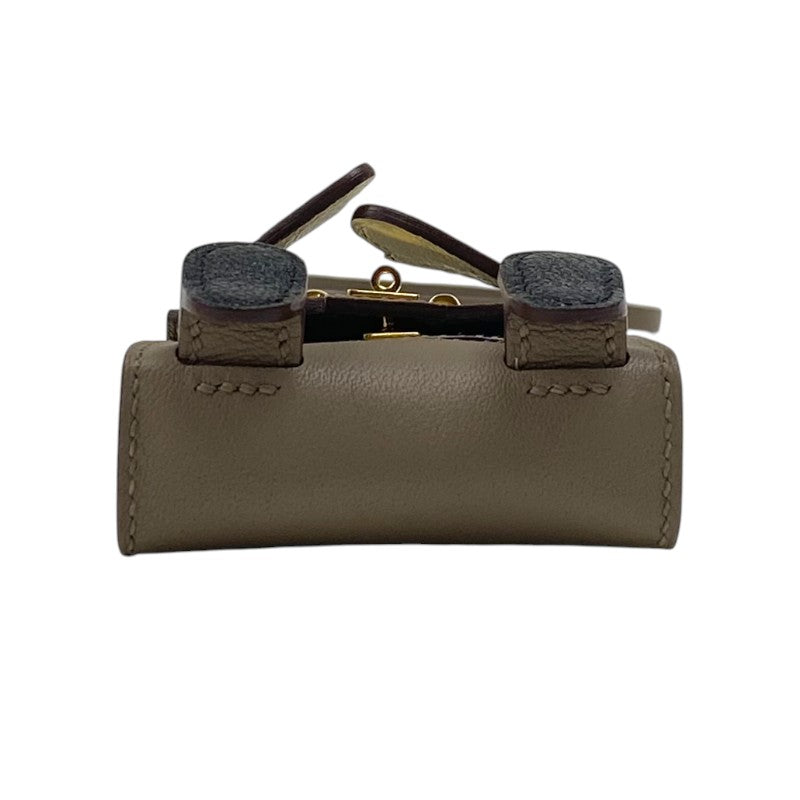 エルメス HERMES ケリードールチャーム U刻 エトゥープ×ナタ×ブラック ゴールド金具 タデラクト ユニセックス バッグチャーム
