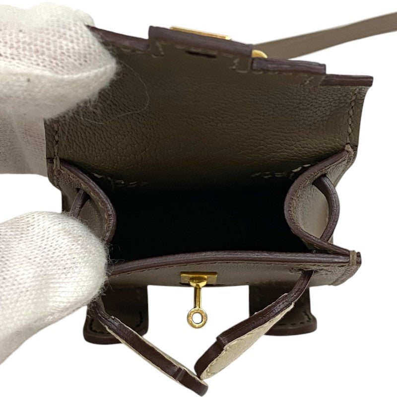 エルメス HERMES ケリードールチャーム U刻 エトゥープ×ナタ×ブラック ゴールド金具 タデラクト ユニセックス バッグチャーム