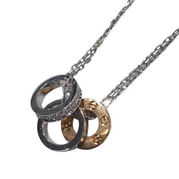カルティエ Cartier ラブスリーフープパヴェダイヤネックレス ホワイトゴールド/イエローゴールド 750 ジュエリー