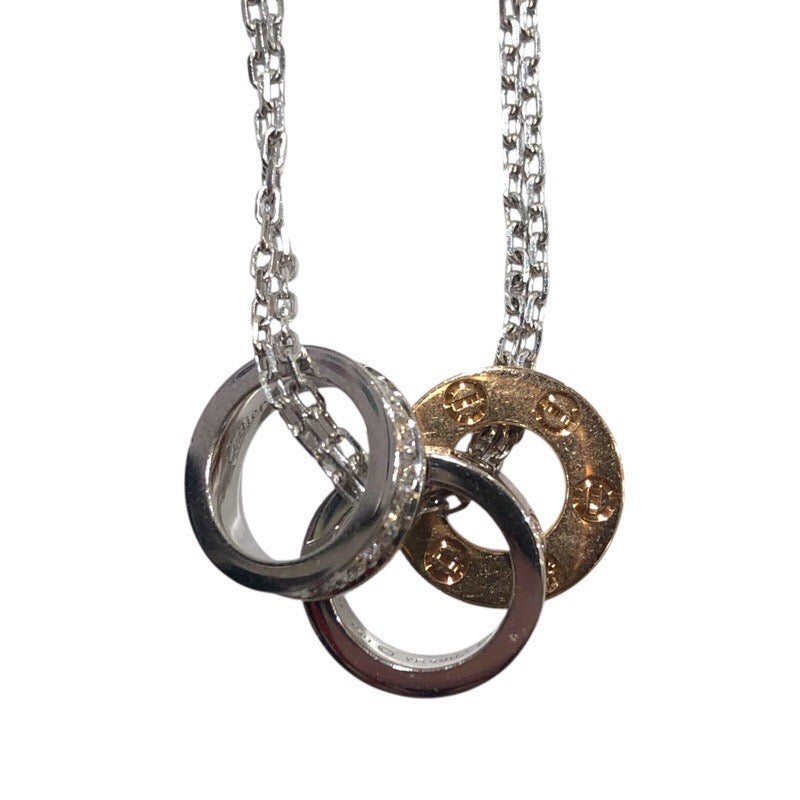 カルティエ Cartier ラブスリーフープパヴェダイヤネックレス ホワイトゴールド/イエローゴールド 750 ジュエリー