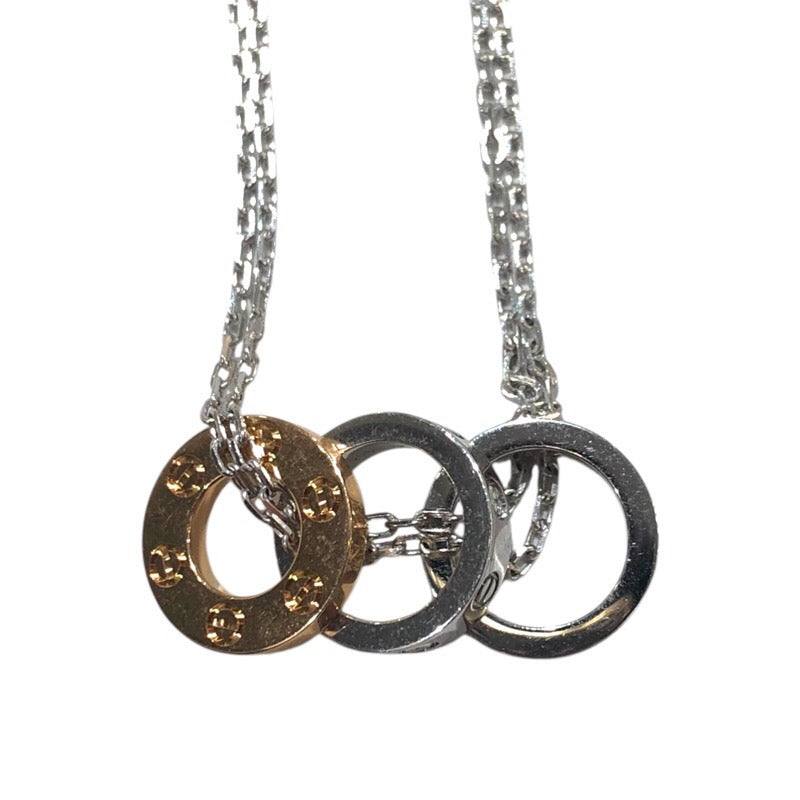 カルティエ Cartier ラブスリーフープパヴェダイヤネックレス ホワイトゴールド/イエローゴールド 750 ジュエリー