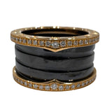ブルガリ BVLGARI ビーゼロワンリング4バンド（M） ピンクゴールド/ブラック 750PG ジュエリー