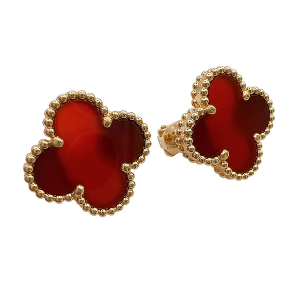 ヴァンクリーフ＆アーペル Van Cleef & Arpels ヴィンテージアルハンブラピアス レッド/イエローゴールド 750YG/カーネリアン レディース ピアス