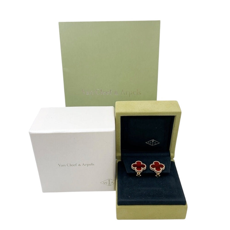 ヴァンクリーフ＆アーペル Van Cleef & Arpels ヴィンテージアルハンブラピアス レッド/イエローゴールド 750YG/カーネリアン レディース ピアス
