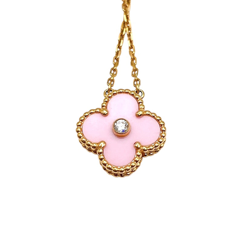 ヴァンクリーフ＆アーペル Van Cleef & Arpels ヴィンテージアルハンブラネックレス ピンクゴールド 750PG/ピンクセーブル オニキス ジュエリー