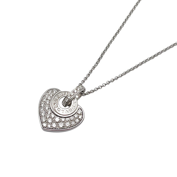BVLGARI ロゴ入りペンダントネックレスホワイトゴールドダイヤモンド ブルガリ BVLGARI クォーレハートダイヤネックレス ホワイトゴールド