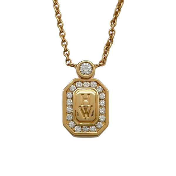 ハリーウィンストン HARRY WINSTON HWロゴダイヤネックレス ピンクゴールド Au750 ジュエリー