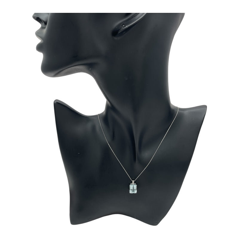 アクアマリンネックレス ホワイトゴールド k18WG ダイヤモンド ジュエリー