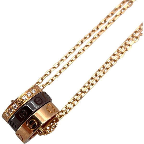 カルティエ Cartier ラブスリーフープ ダイヤネックレス K18PG セラミック ダイヤモンド ジュエリー