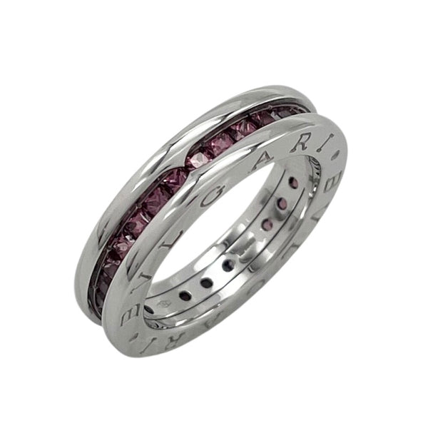 ブルガリ BVLGARI ビーゼロワンリング1バンド(XS) ホワイトゴールド 750 ガーネット ジュエリー