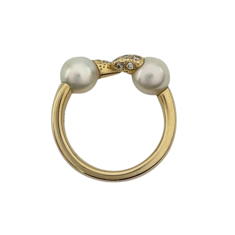 タサキ TASAKI デインジャー ファング パヴェダイヤリング K18YG パール ジュエリー