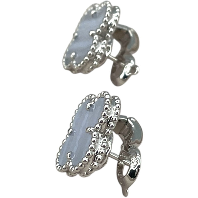 ヴァンクリーフ＆アーペル Van Cleef & Arpels ヴィンテージアルハンブラピアス ホワイトゴールド 750WG カルセドニー ジュエリー