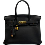 エルメス HERMES バーキン30 □M刻 ブラック GD金具 トリヨン レディース ハンドバッグ